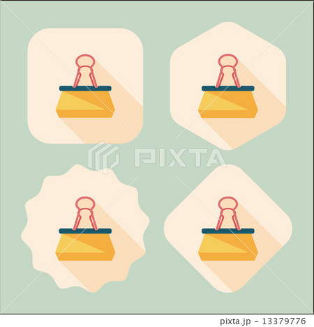 Black Paper clip flat icon with long shadow,eps10 13379776