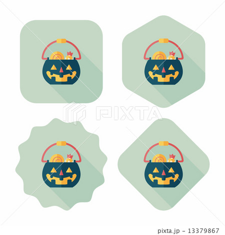 Halloween pumpkin shaped box flat icon with long shadow, eps10 13379867