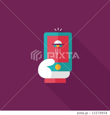 Space UFO photo on cell phone flat icon with long shadow, eps10 13379958