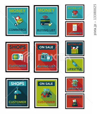 shopping poster banner flat design background set, eps10 shopping poster banner flat design background set, eps10 13380025