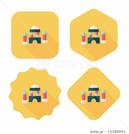 brick house flat icon with long shadow 13380041