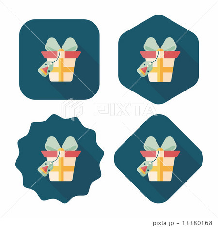 Christmas gift flat icon with long shadow,eps10 13380168