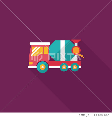 Transportation Cement mixer flat icon with long shadow,eps10 13380182