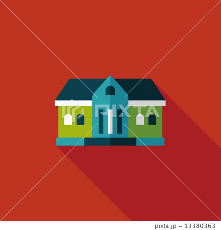 Building flat icon with long shadow,eps10 13380363