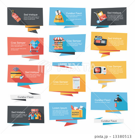 shopping banner flat design background set, eps10 shopping banner flat design background set, eps10 13380513