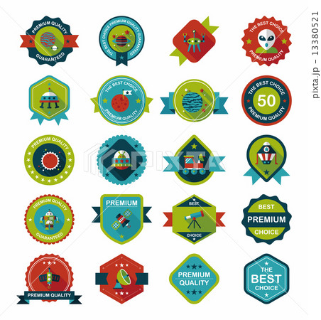 Space badge banner flat design background set, eps10 13380521