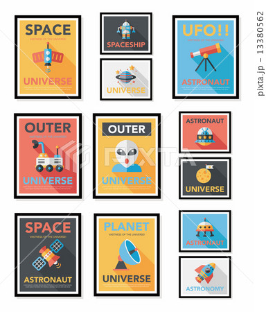 Space poster banner flat design background set, eps10 13380562