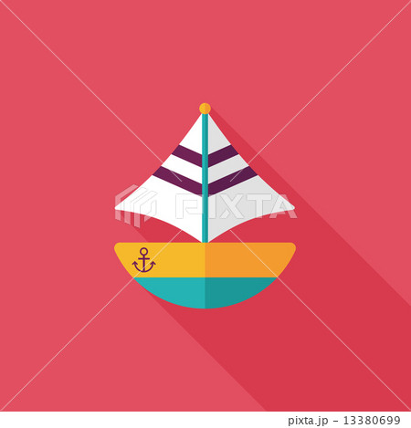 Transportation sailboat flat icon with long shadow,eps10 13380699