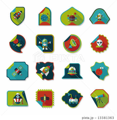 Space stickers banner flat design background set, eps10 13381363