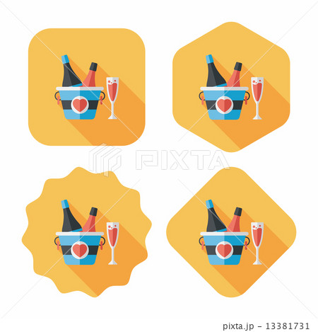 Valentine's day champagne flat icon with long shadow,eps10 13381731