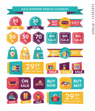 shopping sale banner flat design background set, eps10 13381953