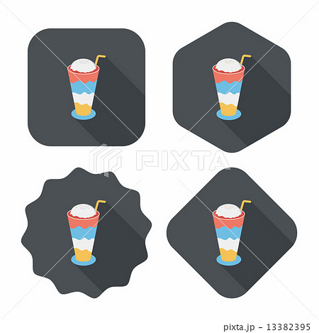 iced floating coffee flat icon with long shadow,eps10 13382395