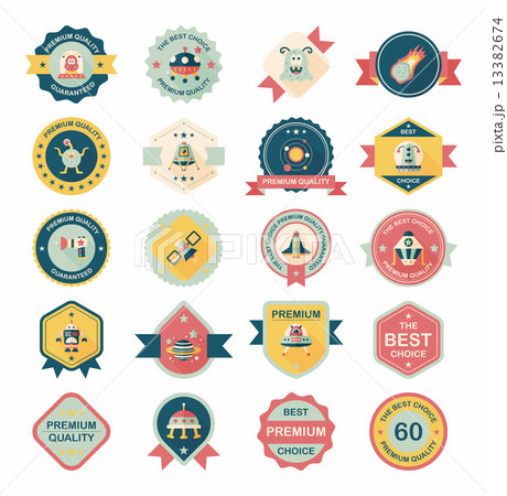Space badge banner flat design background set, eps10 13382674
