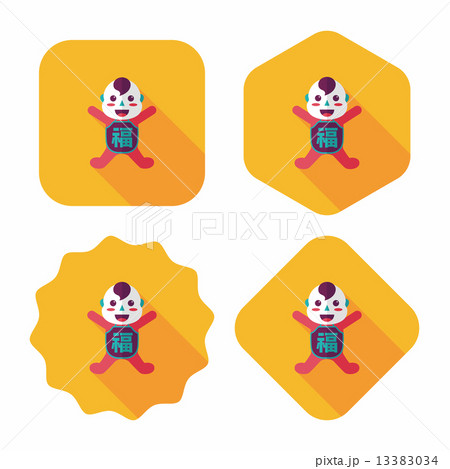 Chinese New Year flat icon with long shadow,eps10, Maitreya doll Chinese New Year flat icon with long shadow,eps10, Maitreya doll 13383034