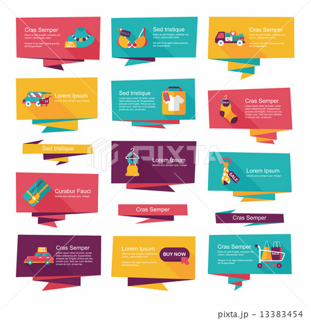 shopping banner flat design background set, eps10 13383454