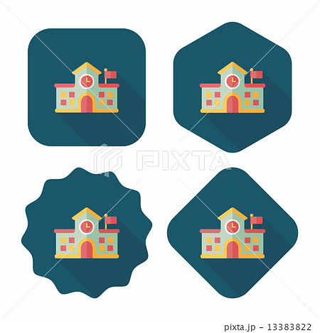 Building school flat icon with long shadow,eps10 13383822