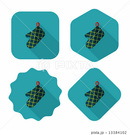 kitchenware oven mitts flat icon with long shadow,eps10 13384102