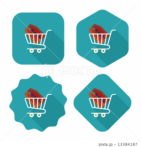 shopping cart flat icon with long shadow,eps10 13384187