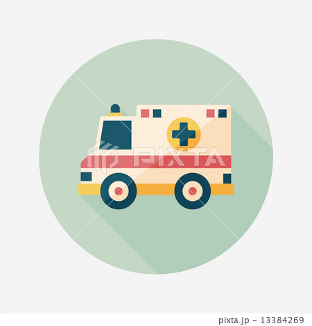Transportation ambulance flat icon with long shadow,eps10 13384269