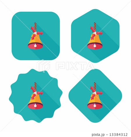 Christmas bells flat icon with long shadow,eps10 13384312