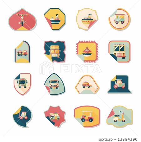 Transportation sticker flat design background set, eps10 Transportation sticker flat design background set, eps10 13384390