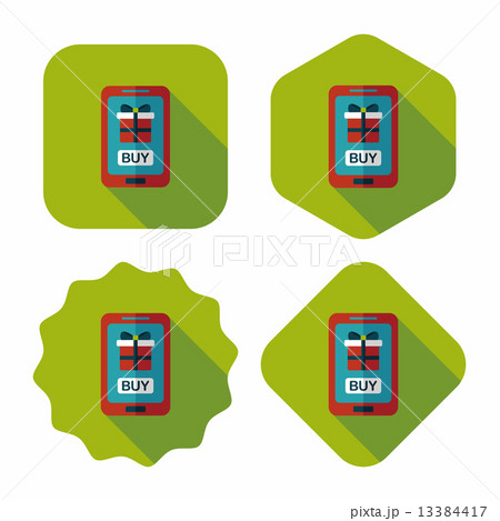 cell phone online shopping flat icon with long shadow,eps10 13384417