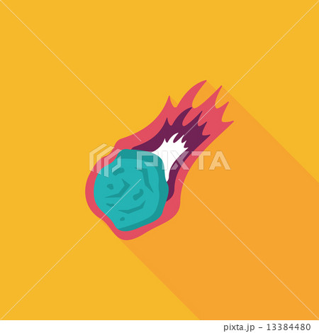 Space Meteorite flat icon with long shadow,eps10 13384480