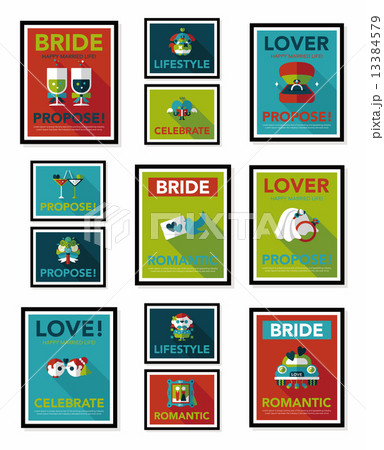 Wedding poster flat design background set, eps10 13384579