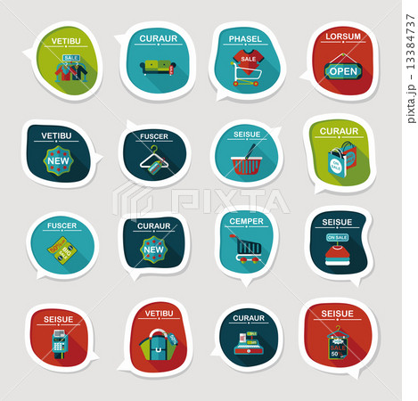 shopping speech bubble flat design background set, eps10 13384737