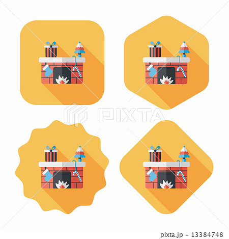 Christmas fireplace flat icon with long shadow,eps10 Christmas fireplace flat icon with long shadow,eps10 13384748