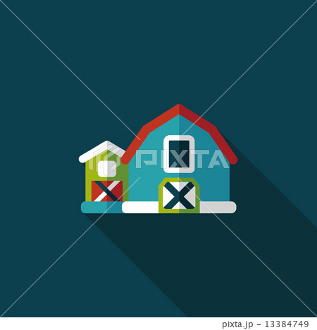 barn flat icon with long shadow,eps10 13384749