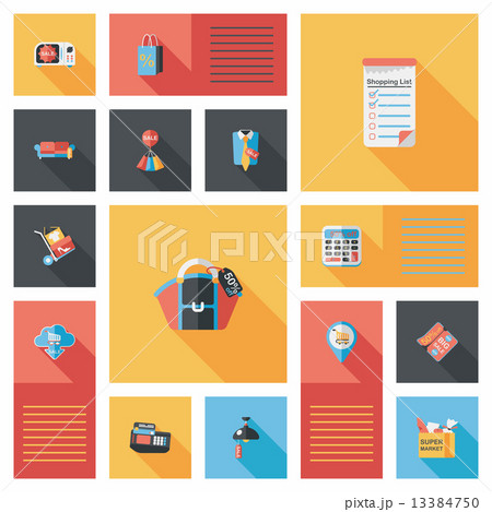 shopping ui flat design background set, eps10 13384750