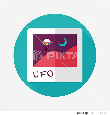 Space UFO photo flat icon with long shadow, eps10 13384752