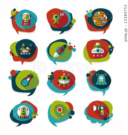 Space speech bubble flat design background set, eps10 13384753