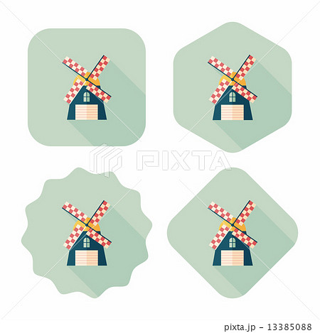 windmill flat icon with long shadow,eps10 windmill flat icon with long shadow,eps10 13385088
