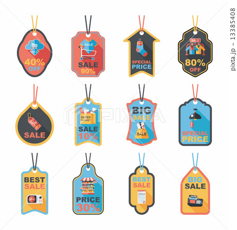 shopping tag banner flat design background set, eps10 13385408