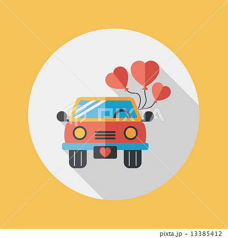 wedding car flat icon with long shadow, eps10 13385412