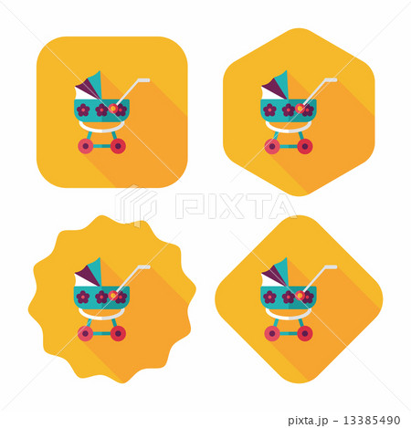Pram flat icon with long shadow,eps10 13385490