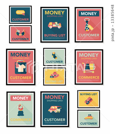 shopping poster banner flat design background set, eps10 13385648