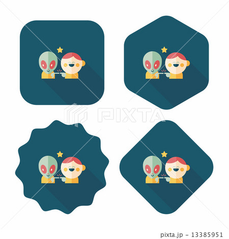 Space alien and boy friendship flat icon with long shadow,eps10 Space alien and boy friendship flat icon with long shadow,eps10 13385951