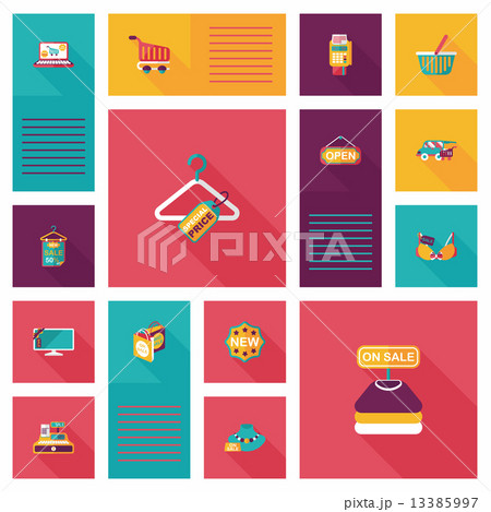 shopping ui flat design background set, eps10のイラスト素材 [13385997] - PIXTA