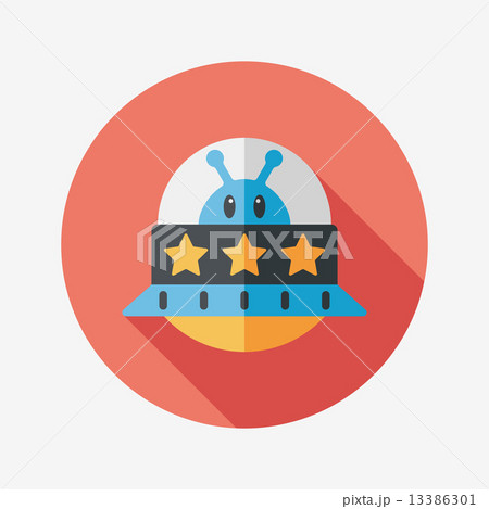 Space UFO flat icon with long shadow, eps10 13386301