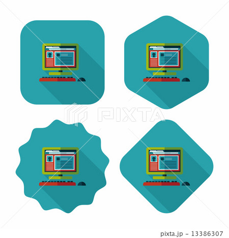Computer flat icon with long shadow,eps10 13386307