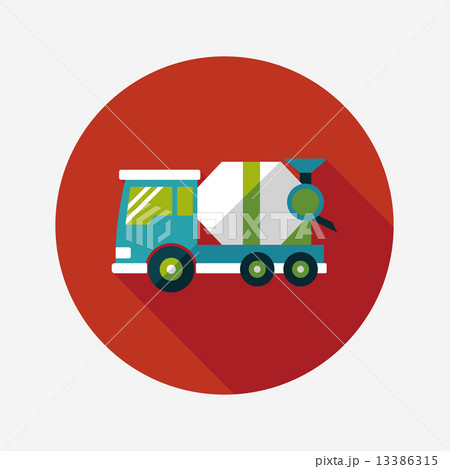 Transportation Cement mixer flat icon with long shadow,eps10 13386315