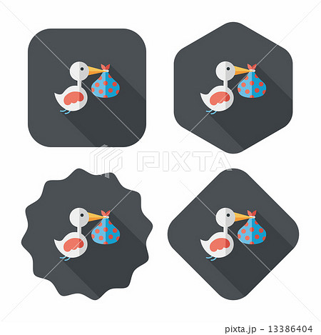 bird and baby flat icon with long shadow,eps10 13386404