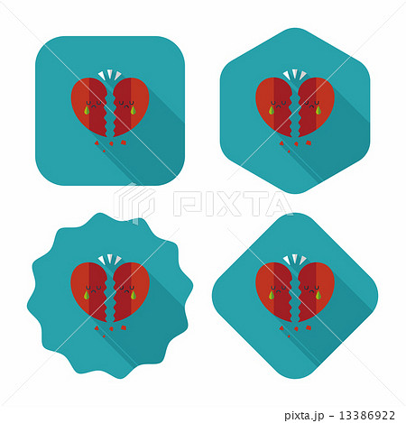 Valentine's Day broken heart flat icon with long shadow,eps10 Valentine's Day broken heart flat icon with long shadow,eps10 13386922