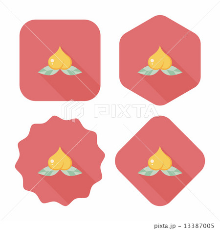 Chinese New Year peaches of immortality flat icon wtih long shad Chinese New Year peaches of immortality flat icon wtih long shad 13387005
