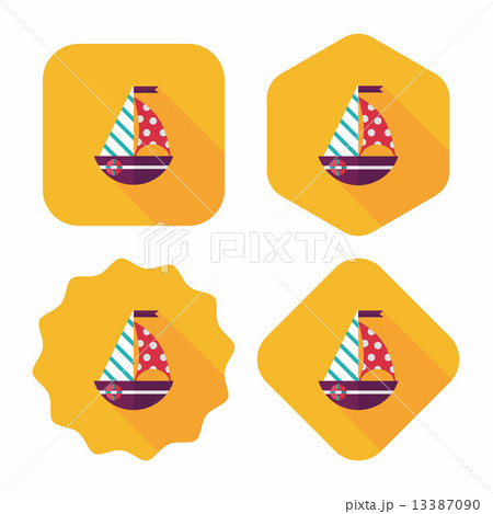 Sailboat flat icon with long shadow,eps10 13387090