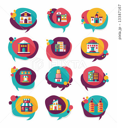 Building speech bubble flat design background set, eps10 13387167