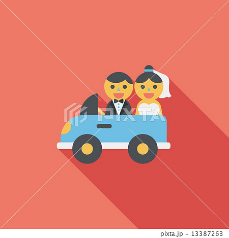 wedding car flat icon with long shadow, eps10 13387263